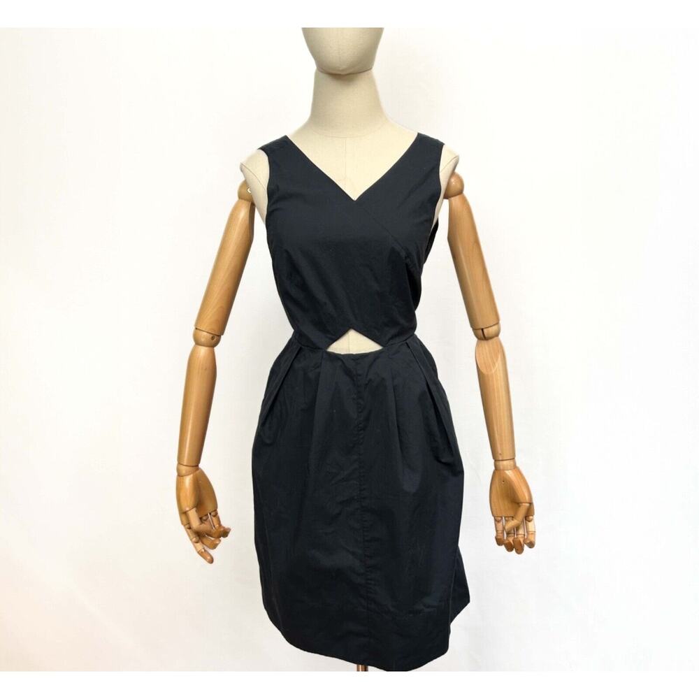 Madewell Black COTTON Sleeveless Dress with front cutout Pockets
